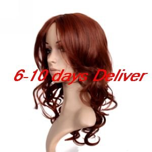 Capless Long High Quality Synthetic Red Wine Curly With No Bang Hair Wig