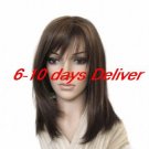 Capless Medium Length High Quality Synthetic Natural Look Dark Coffee Wigs