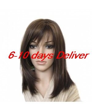 Capless Medium Length High Quality Synthetic Natural Look Dark Coffee Wigs