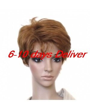 Capless Short High Quality Synthetic Natural Look Honey Brown Straight Hair Wigs