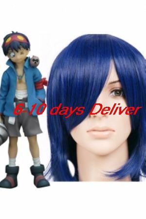 Deep Blue Gurren Lagann Simon Nylon Cosplay Wig