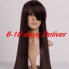 Evangelion Mari Makinami Illustrious Cosplay Wig Dark Brown Long