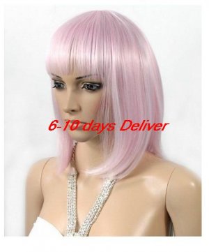 fancy dress party wigs lady gaga straight short light purple hair Wigs