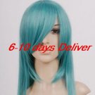 green long straight cosplay wig
