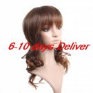 High Quality Synthetic Natural Look Dark Brown With Golden Brown European Weave Hair Wig