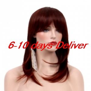 Length High Quality Synthetic Red Wine Straight Hair Wig