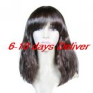 Long High Quality Synthetic Natural Look Auburn Tight Curly With Full Bang Hair Wig