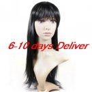 Long High Quality Synthetic Natural Look Black Straight Hair Wig