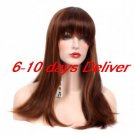 Long High Quality Synthetic Natural Look Golden Brown Straight Hair Wig