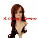 Long High Quality Synthetic Natural Look Red Wine Curly Hair Wig