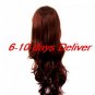 Long High Quality Synthetic Natural Look Red Wine Curly Hair Wig