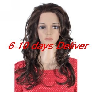 Long Top Grade Quality Synthetic Light Brown Curly Hair Wig