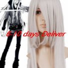 Silver Gray 100cm Katekyō Hitman Reborn! Superbia Squalo Cosplay Wig