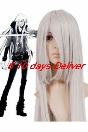 Silver Gray 100cm Kateky&Aring;� Hitman Reborn! Superbia Squalo Cosplay Wig