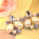 B030512 Beige tear drops pearl crystal stud earrings