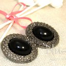 B030517 Retro lvory black dazzling stud earrings