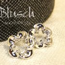 B030517 Silver flower charm earrings