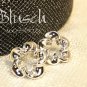 B030517 Silver flower charm earrings