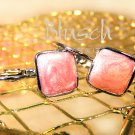 B030520 Pink plated gem dangle earrings