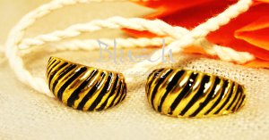 B030522 Zebra & white stripe stud earrings