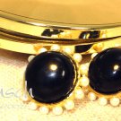 B030523 Pearl black button stud earrings