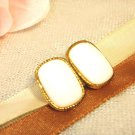 B030527 White smoke round square stud earrings