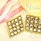 B030530 Vintage style white square crystal stud