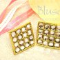 B030530 Vintage style white square crystal stud