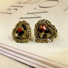 B030549 Retro style heart shape stud earrings