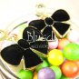 B030552 Black ribbon earrings