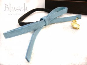 B030533 Sky Blue Ribbon With Star Charm Hair Band