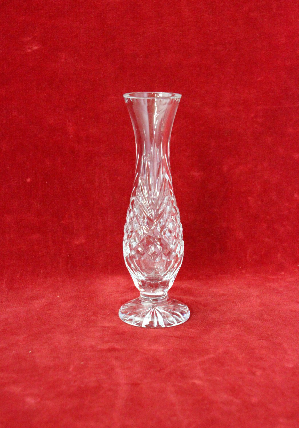 Vitnage Wedgwood Crystal Bud Vase Clear Diamond Cut Pedestal Base Star 12 7828