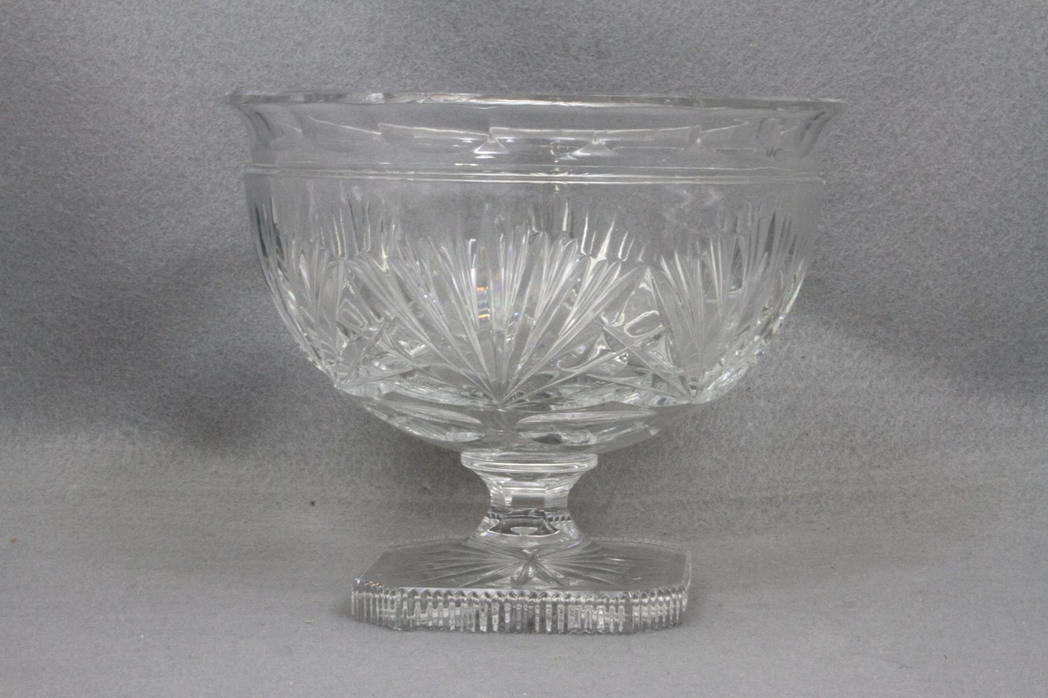 Vintage Crystal Pedestal Dish Fan Hobstar Design