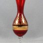 Vintage Venetian Vase Ruby Red to Clear with Gold Trim