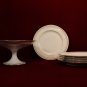 Haviland China Dessert Set Pedestal Base Five Plates Green and Gold Pattern