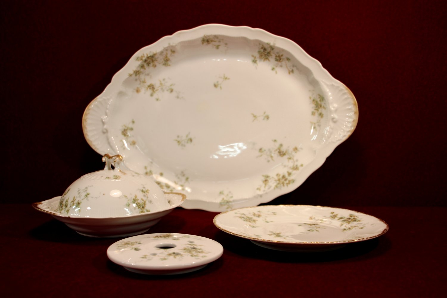 Haviland China Platter Butter Dish Plate and Strainer