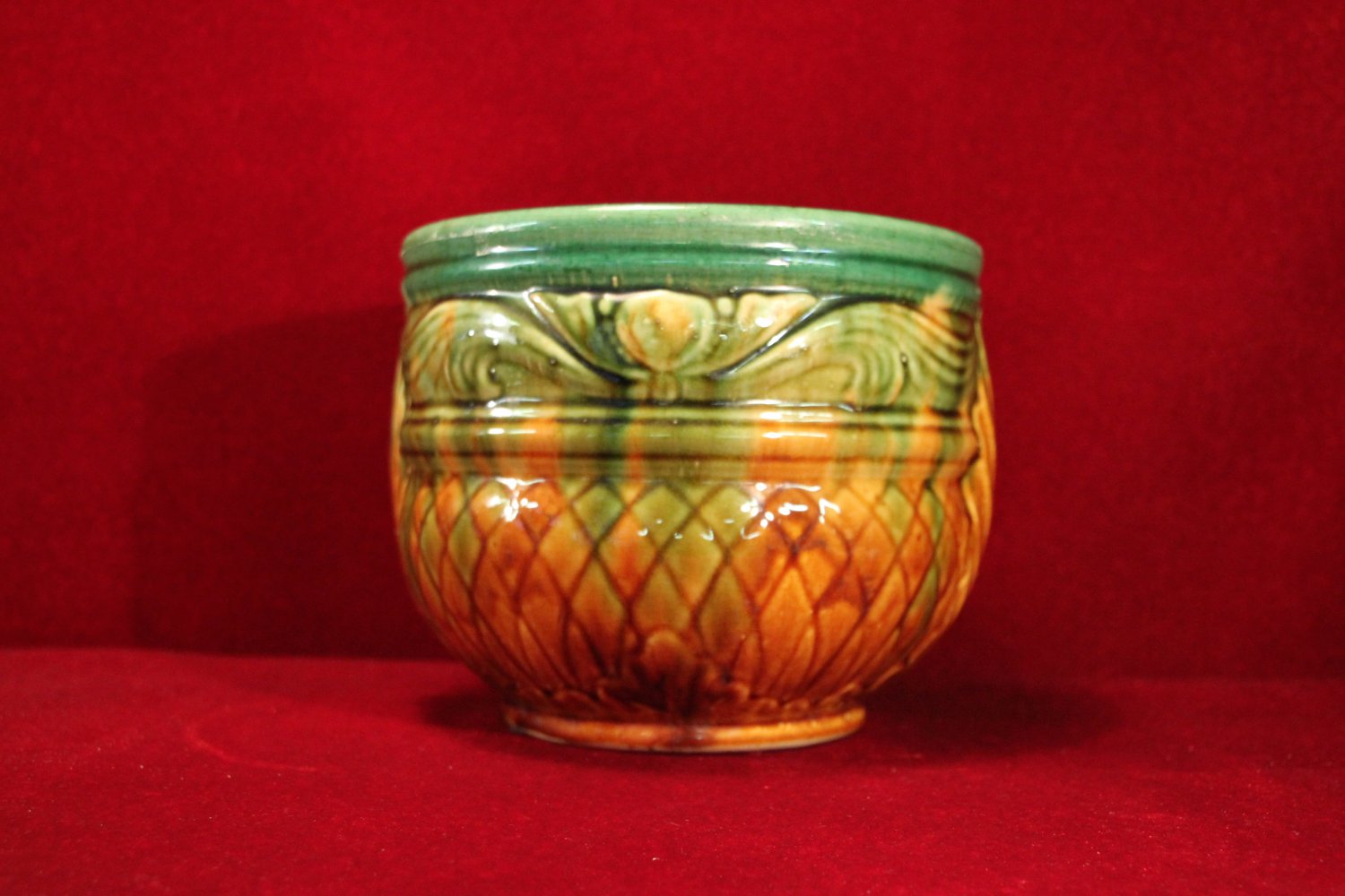 Jardinière Pottery Majolica Green and Brown