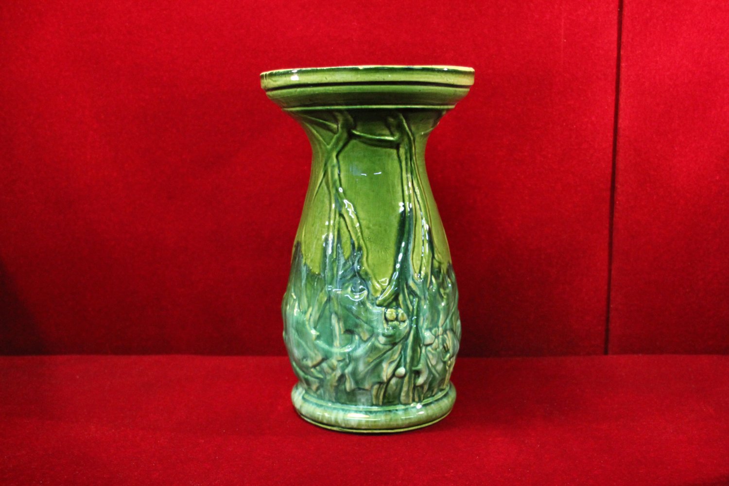 Vintage Pottery Stand Green Majolica