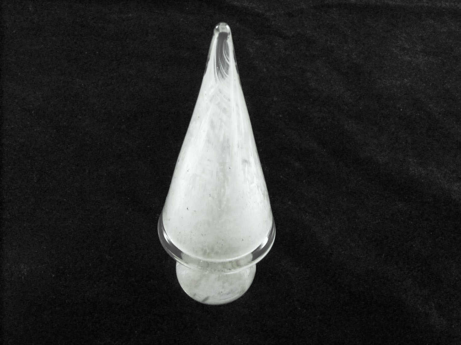 Art Glass Paperweight Swirl White Cone Shaped
