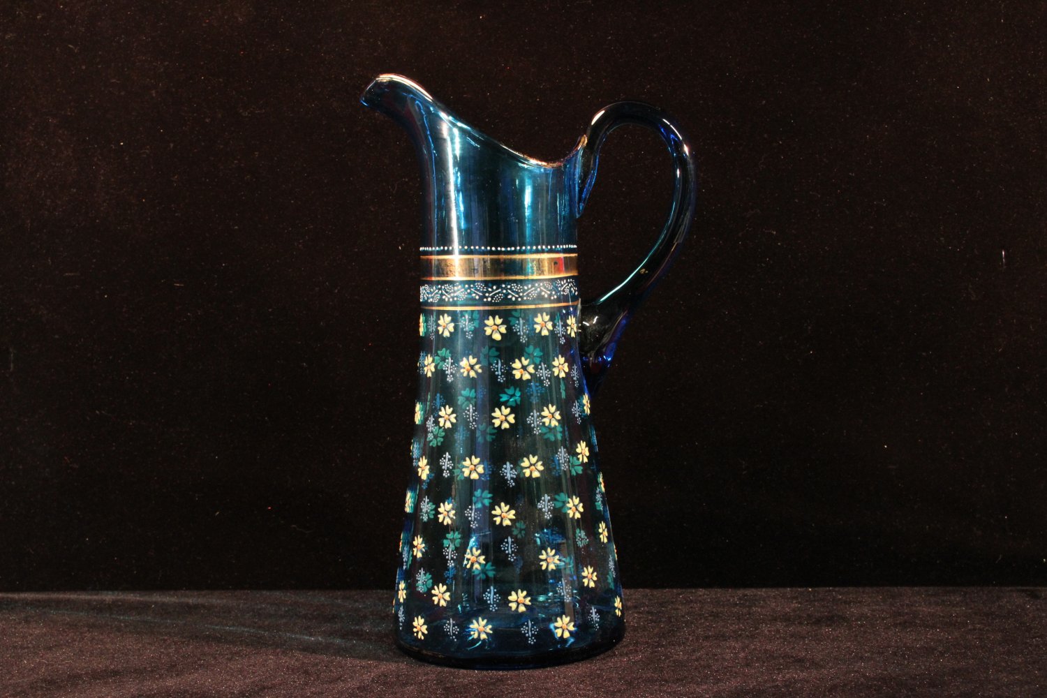 Vintage Glass Pitcher Enameled