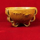 Pottery Bowl Brown and yellow drip