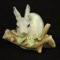 Llardo Figurine Gray Bunny Eating Leaves Collectible