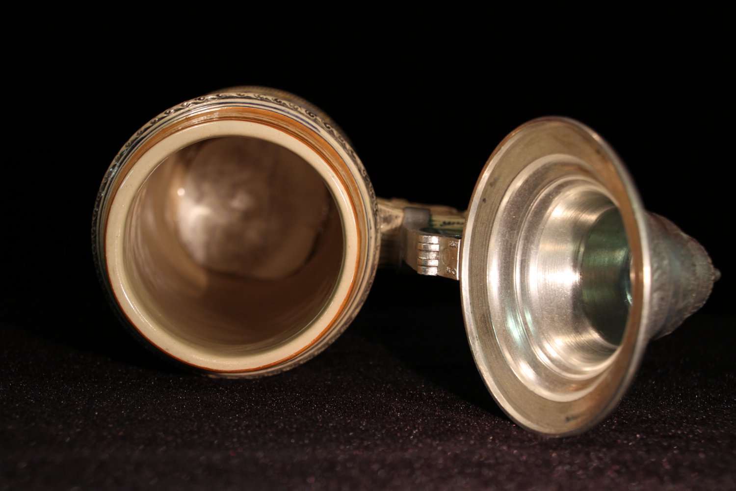 German Stein Edelweiss Flowers DBGM Lidded Collectable Tall