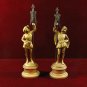 Pair Renaissance Gilded Men Flags Collectible rare