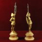 Pair Renaissance Gilded Men Flags Collectible rare