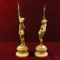 Pair Renaissance Gilded Men Flags Collectible rare