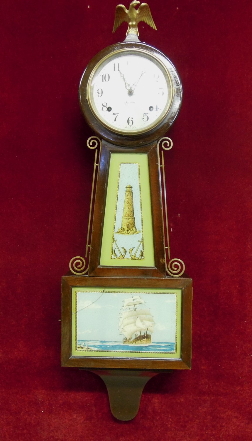 off market Antique Sessions Banjo Wall Clock Nautical Lighthouse Ship