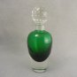 Vintage Glass Perfume Bottle Clear to Green Bubble Topper