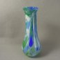 Splatter  Glass Vase Blue White Vintage