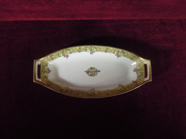 Nippon Dish Hand painted Grape Motif Beaded Gold Trim